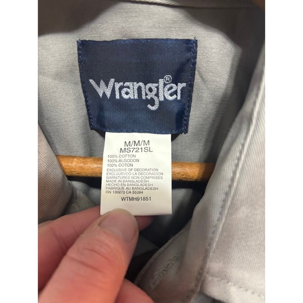 Vintage Wrangler Gray Pearl Snap Work Shirt Heavy Canvas USA Mens Medium NWOT - Picture 4 of 6